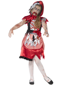 Zombie kostume til piger, zombie kostume til børn, rød hætte zombie kostume, billigt zombie kostume til piger, billigt zombie kostume