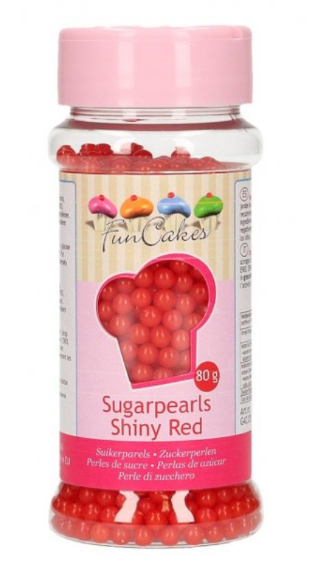 Rød sukkerperler, sukkerperler i rød, rød perlekrymmel, Krymmel til børnefødselsdag