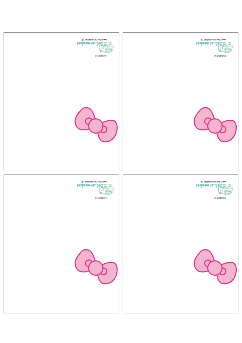 Hello Kitty Bordkort, bordkort til børnefødselsdag, Helly Kitty børnefødselsdag, Pige fødselsdag, Gratis Bordkort 