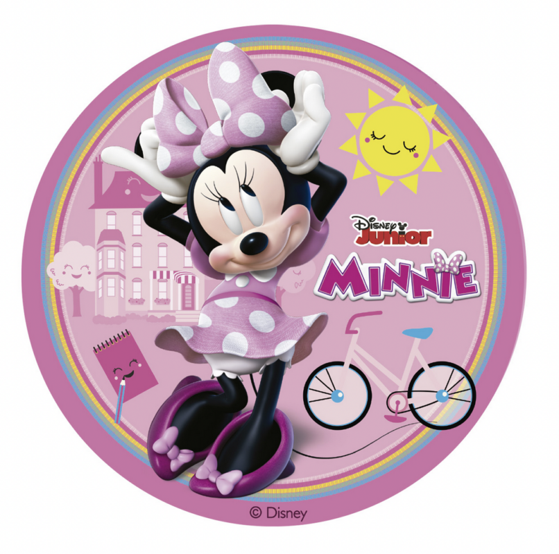 Minnie Mouse Sukkerprint, kageprint Minnie Mouse, Mickey Mouse fødselsdag, pige fødselsdag, fødselsdag for piger, Minnie mouse med kat, lyserød kageprint