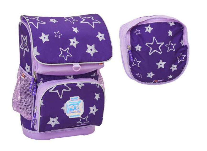 Stars Optimo Skoletaske, skoletaske til piger, Skoletasker itl 0 klasse, skoletasker til piger i 1 klasse, skoletasker til piger i 2 klasse, farverig skoletaske, Skoletaske med stjerner, lilla skoletaske