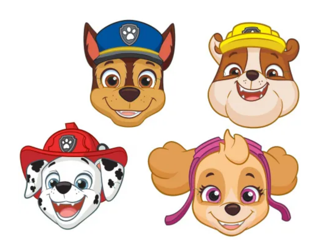 Paw Patrol masker, masker med hundene fra Paw Patrol, børnefødselsdag, fastelavns masker, masker til fastelavn