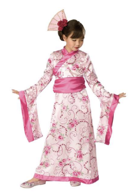 Asistisk prinsesse kostume, fastelavnskostume til piger, pige fastelavnskostume, kina prinsesse kostume, kimano kostume, Lyserrød kjole kostume