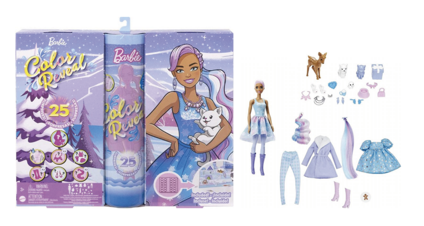 Barbie julekalender, julekalender med barbie, Julekalender til piger 2023, bedste julekalendere til piger 2023, Barbie color reveal julekalender 2023, Julekalender til piger, julekalender med dukker